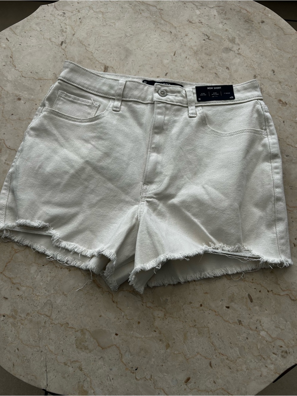 Hollister White Frayed Hem Denim Shorts